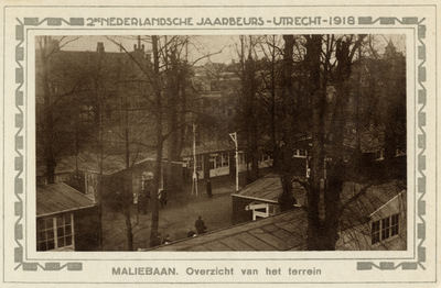 600049 Overzicht over het Jaarbeursterrein van de tweede Nederlandse Jaarbeurs op de Maliebaan te Utrecht.
